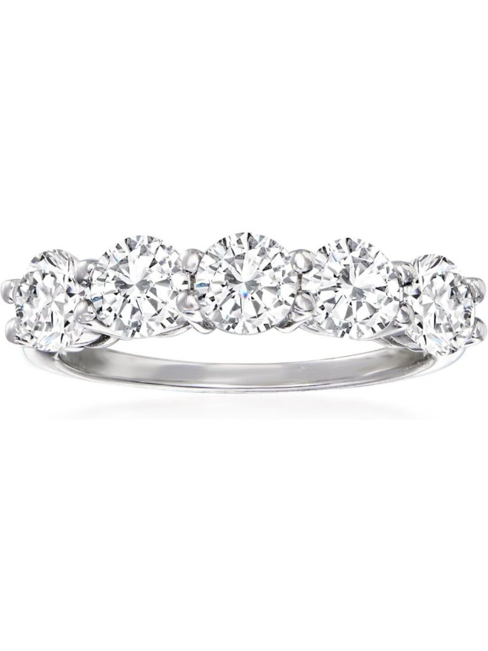 Stunning 2.00 ct. t.w. CZ 5-Stone Sterling Silver Ring - Elegant Fashion Jewelry